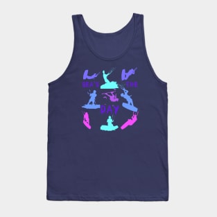 Kitesurfer Silhouette Pattern With Seas The Day Quote Tank Top